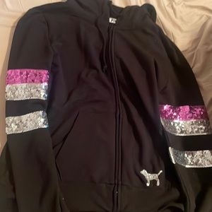 PINK JACKET WITH RHINESTONE HOOD